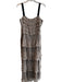 Pinko Size 46 Leopard Print Polyester Tiered Sleeveless Logo Maxi Dress Leopard Print / 46