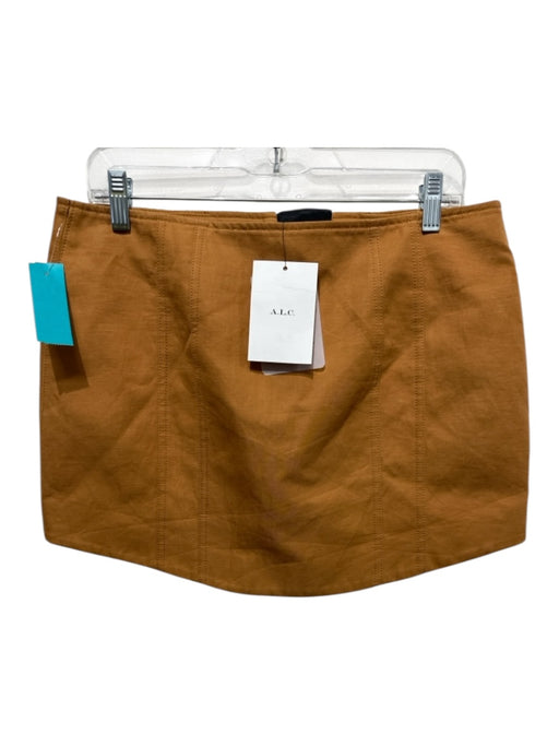 A.L.C. Size 8 Carmel Brown Cotton Blend Seam Detail Zip Up Mini Skirt Carmel Brown / 8