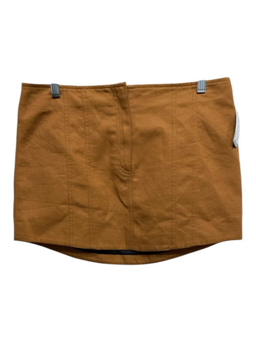 A.L.C. Size 8 Carmel Brown Cotton Blend Seam Detail Zip Up Mini Skirt Carmel Brown / 8