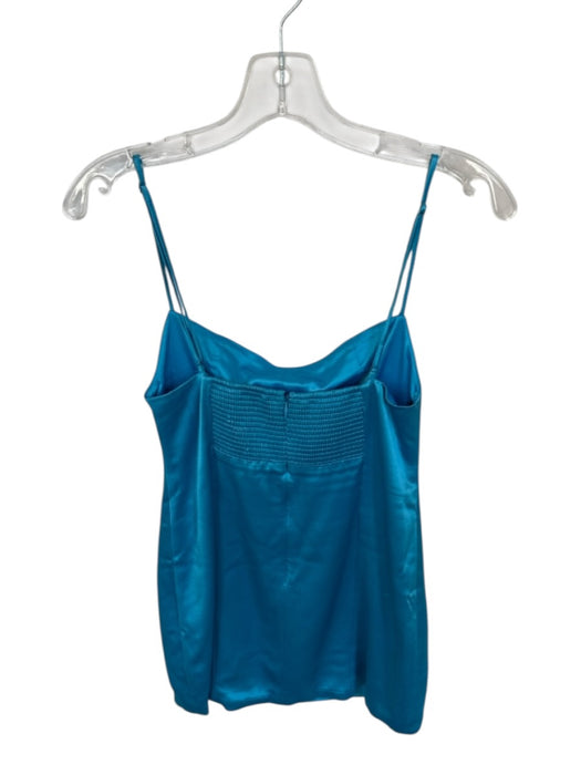 Retrofete Size S Blue Acetate Spaghetti Strap Smocked Back Back Zip Mini Dress Blue / S