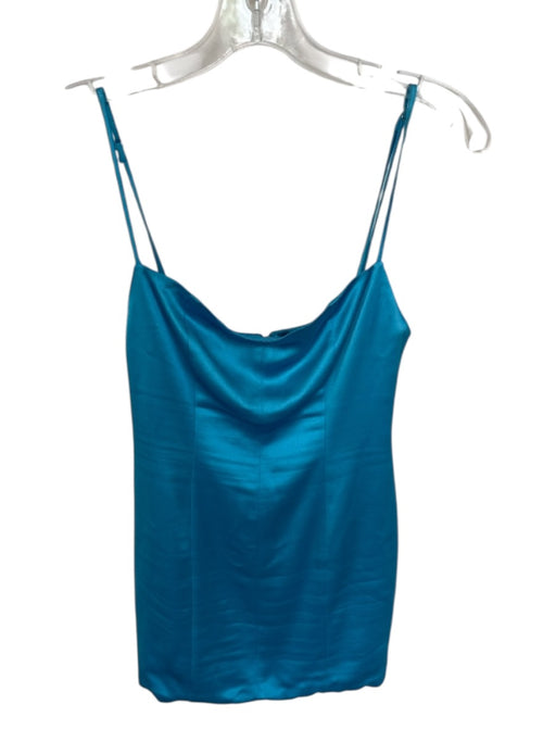 Retrofete Size S Blue Acetate Spaghetti Strap Smocked Back Back Zip Mini Dress Blue / S