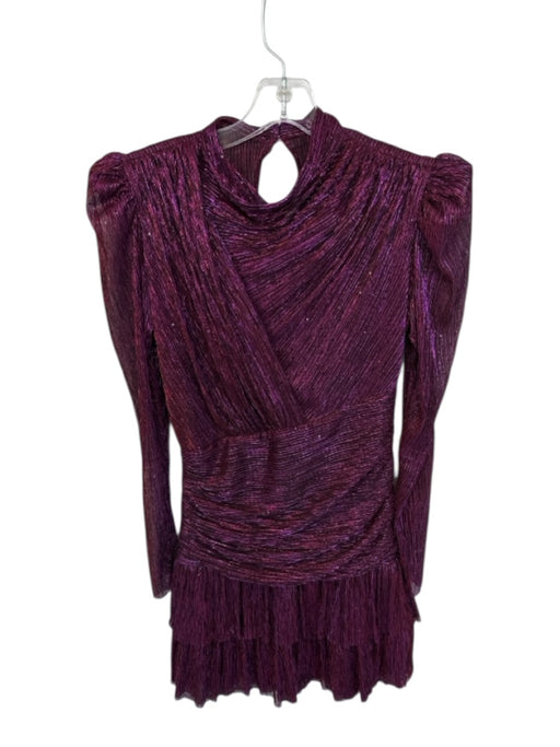Sabina Musayev Size S Orange & Purple Polyester Long Sleeve Gathered Side Dress Orange & Purple / S