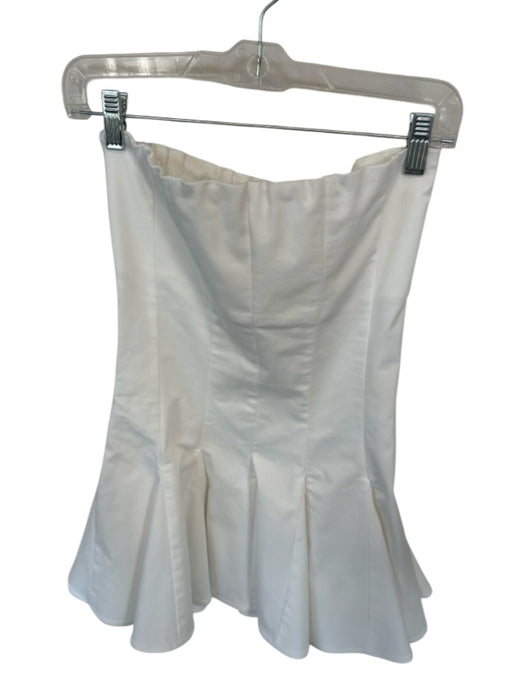 Gimaguas Size M White & Silver Cotton Blend Strapless Studded Side Zip Dress White & Silver / M