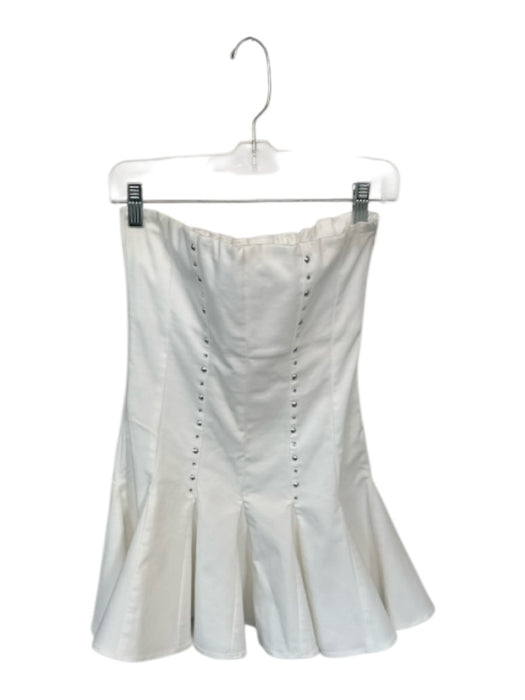 Gimaguas Size M White & Silver Cotton Blend Strapless Studded Side Zip Dress White & Silver / M