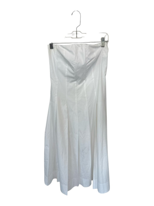 Mare Mare Size XS White Cotton Blend Strapless Boning Pleat Maxi Dress White / XS