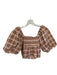 Faithful The Brand Size 4 Tan & Taupe Cotton 3/4 Balloon Sleeve Plaid Peplum Top Tan & Taupe / 4