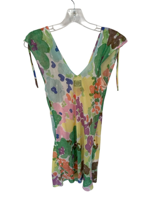 With Jean Size XS Green & Multi Polyester Cap Sleeve Watercolor Flowers Dress Green & Multi / XS