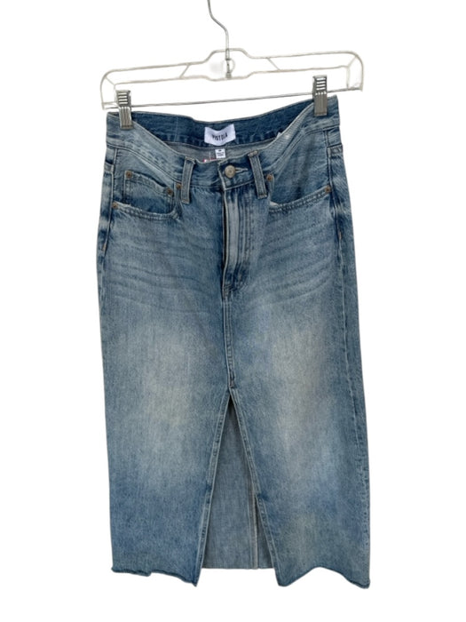 Pistola Size 26 Light Wash Cotton High Waist Slit Denim Maxi Skirt Light Wash / 26