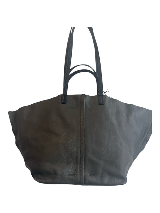 ALLSAINTS Army Green Cow Leather Top Handle Tote Inside Pocket Snap button Bag Army Green / L