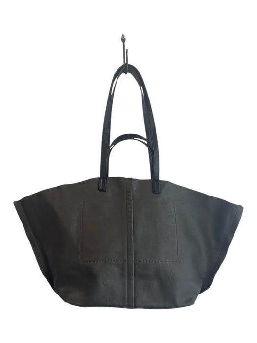 ALLSAINTS Army Green Cow Leather Top Handle Tote Inside Pocket Snap button Bag Army Green / L