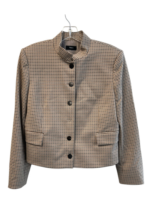 Theory Size 10 Tan & brown Polyamide Blend Pattern Knit Riding Jacket Tan & brown / 10