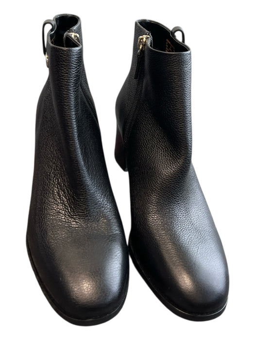 Kate Spade Shoe Size 8.5 Black Leather Side Zip Almond Toe Block Heel Booties Black / 8.5
