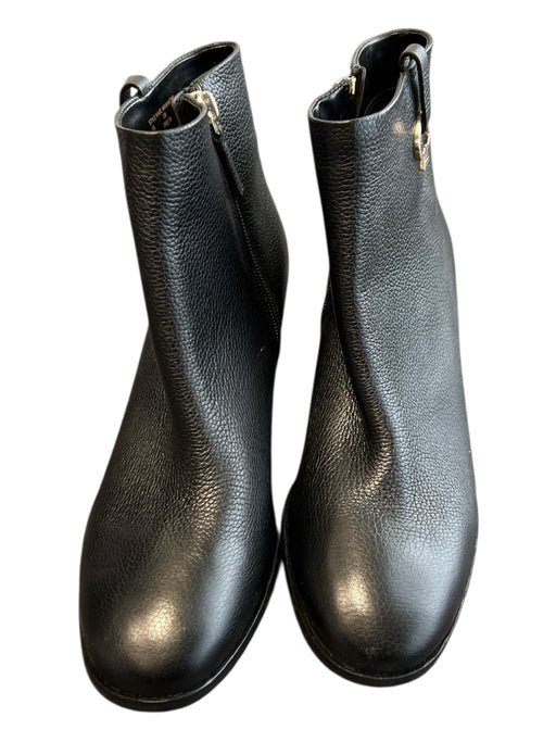 Kate Spade Shoe Size 8 Black Leather Side Zip Almond Toe Block Heel Booties Black / 8