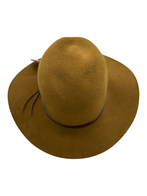 Pendleton Mustard Yellow Wool Felted Leather Strap Wide Brim Floppy Hat Mustard Yellow