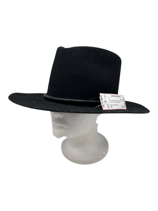 Modern Monarchie Black Wool Felted Leather Strap Wide Brim Stiff Hat Black / M
