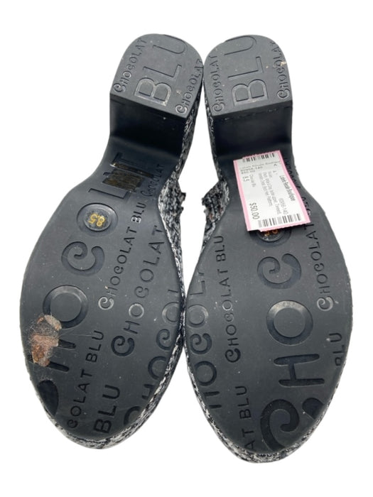 Chocolat Blu Shoe Size 8.5 Black, White & Gray textile upper Tweed Mules Black, White & Gray / 8.5