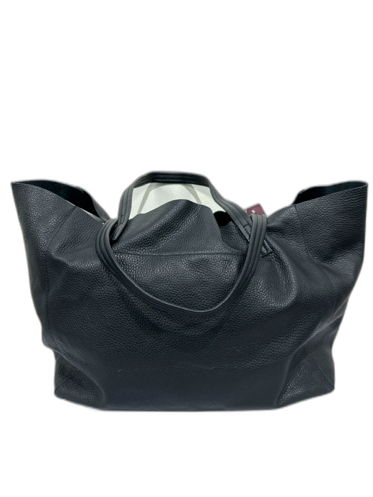 Kurt Geiger Black Leather Open Top Two Straps Tote Bag Black / Large