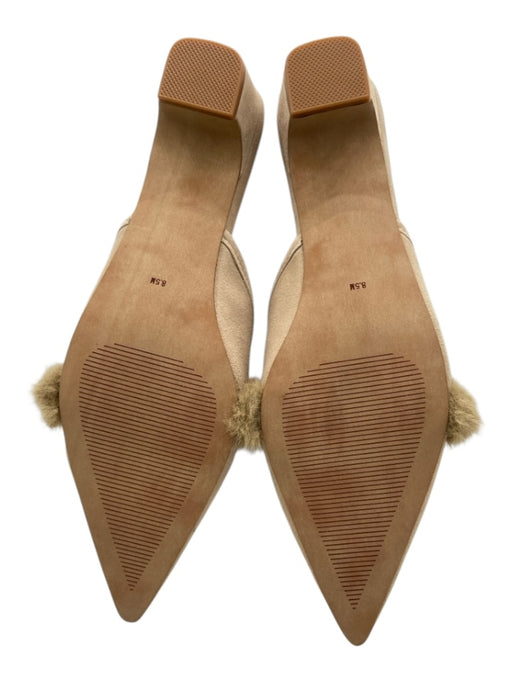 Matisse Shoe Size 8.5 Beige Leather Upper Faux Fur Strap Pointed Toe Pump Mules Beige / 8.5
