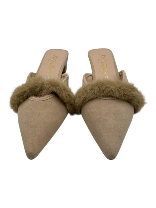 Matisse Shoe Size 8.5 Beige Leather Upper Faux Fur Strap Pointed Toe Pump Mules Beige / 8.5