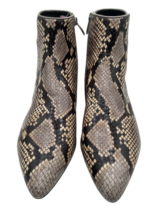 Paige Shoe Size 8.5 Beige & Black Goat Leather Snake Embossed Side Zip Boots Beige & Black / 8.5