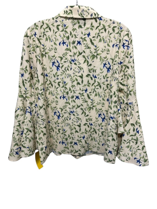 Tuckernuck Size S Beige, Green, Blue Polyester Collar Leaves Button Down Top Beige, Green, Blue / S