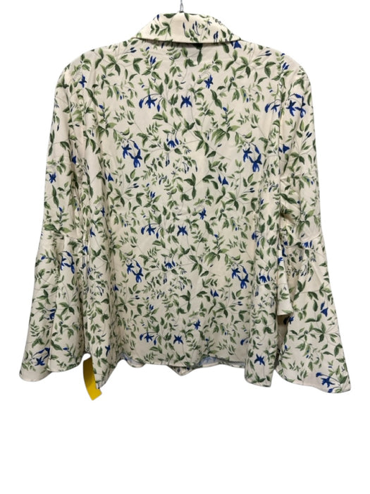Tuckernuck Size S Beige, Green, Blue Polyester Collar Leaves Button Down Top Beige, Green, Blue / S