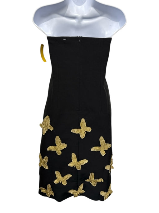 Dalia Macphee Size M Black & Gold Polyester Blend Butterfly Applique Dress Black & Gold / M
