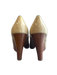 Coach Shoe Size 6 Tan Patent Leather Twist Lock detail Wedge Peep Toe Shoes Tan / 6