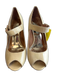 Coach Shoe Size 6 Tan Patent Leather Twist Lock detail Wedge Peep Toe Shoes Tan / 6