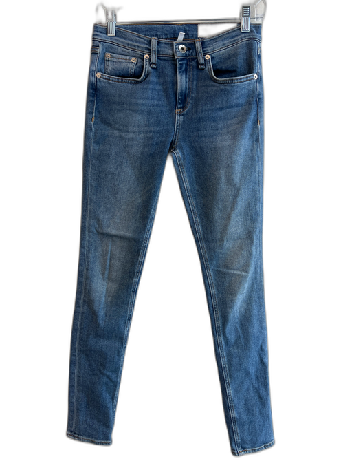 Rag & Bone Size 26 Med Light Wash Cotton Blend 5 Pocket Mid Rise Skinny Jeans Med Light Wash / 26
