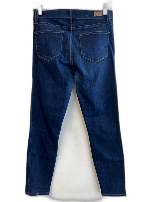 Paige Size 28 Dark Wash Cotton Blend 5 Pocket Contrast Stitch Zip Fly Jeans Dark Wash / 28