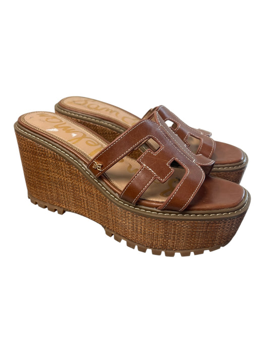 Sam Edelman Shoe Size 8 Brown Leather Wedge Slip On Platform Sandal Shoes Brown / 8