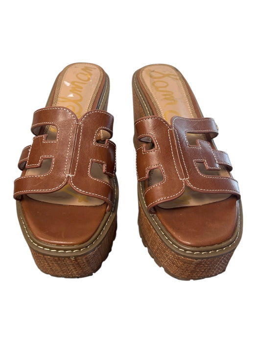 Sam Edelman Shoe Size 8 Brown Leather Wedge Slip On Platform Sandal Shoes Brown / 8