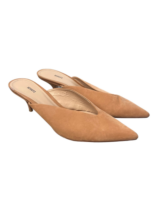 Schutz Shoe Size 9B Beige Suede Pointed Toe Kitten Heel Slip On Shoes Beige / 9B