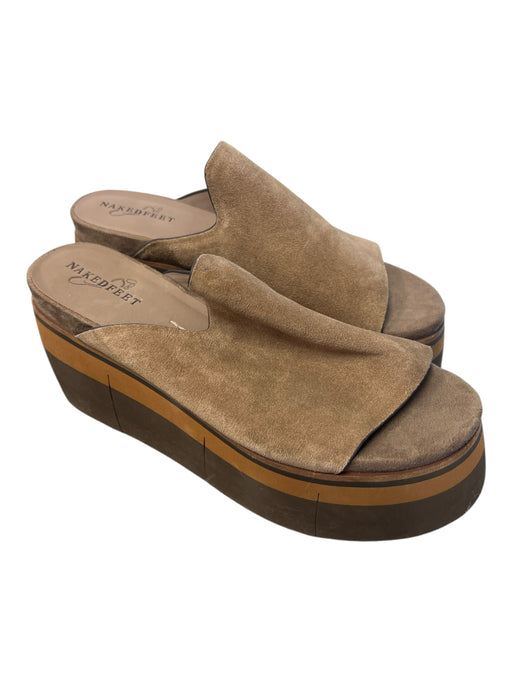 Naked Feet Shoe Size 8 1/2 Brown Leather Upper Platform Slip On Shoes Brown / 8 1/2