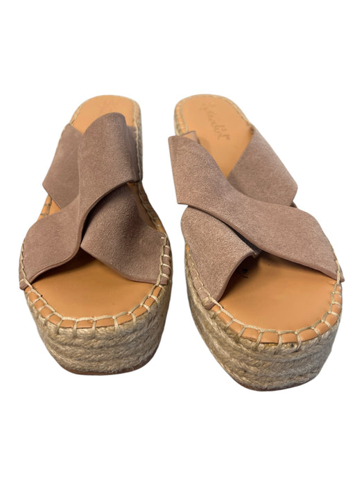 Splendid Shoe Size 8 1/2 Beige & Cream Leather Upper Espadrille Platform Shoes Beige & Cream / 8 1/2