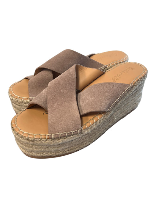 Splendid Shoe Size 8 1/2 Beige & Cream Leather Upper Espadrille Platform Shoes Beige & Cream / 8 1/2