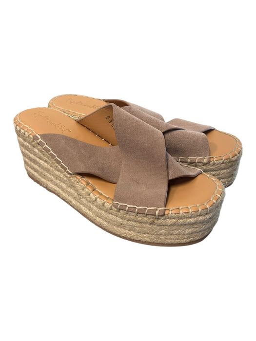 Splendid Shoe Size 8 1/2 Beige & Cream Leather Upper Espadrille Platform Shoes Beige & Cream / 8 1/2