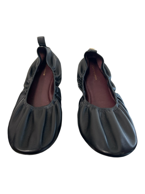 Tory Burch Shoe Size 10 Black Leather Flat Logo Almond Toe Shoes Black / 10