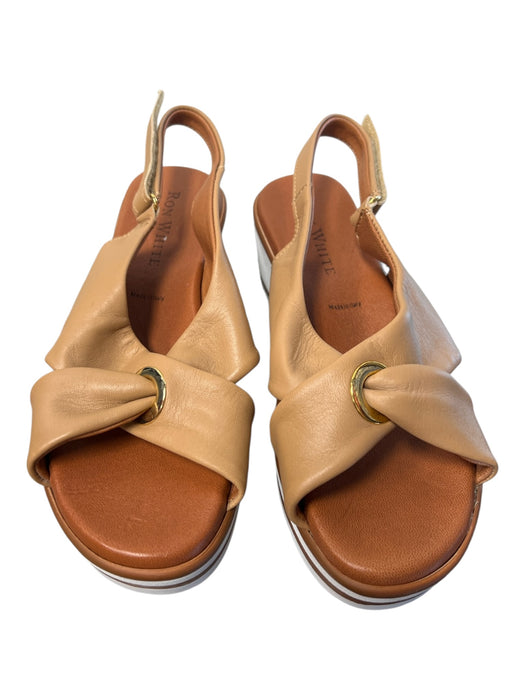 Ron White Shoe Size 39 Beige & White Made In Italy Platform Slingback Shoes Beige & White / 39