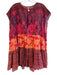 Free People Size L Red Cotton Front Keyhole Sleeveless Tiered Semi Sheer Top Red / L