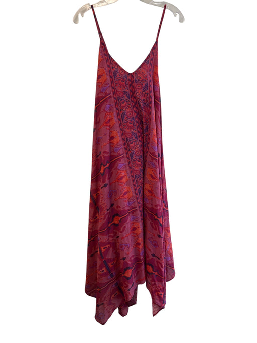 Love The Label Size M Raspberry Cotton & Viscose Spaghetti Strap V Neck Dress Raspberry / M