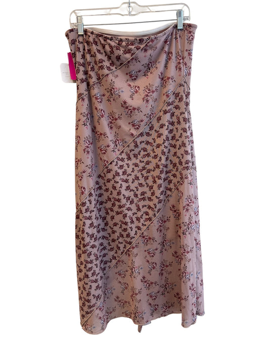 Altar'd State Size XL Mauve Polyester Elastic Waist Floral Ombre Patchwork Skirt Mauve / XL