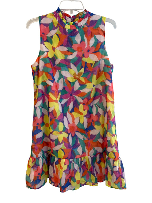 THML Size M Multi Polyester Ruffle Neck Sleeveless Floral A line Dress Multi / M
