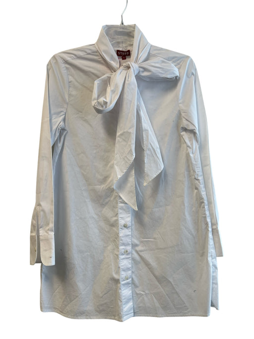 Staud Size XS White Cotton Tie Neck Long Sleeve Button down fly Dress White / XS