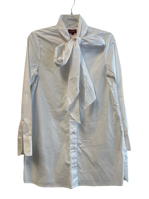 Staud Size XS White Cotton Tie Neck Long Sleeve Button down fly Dress White / XS