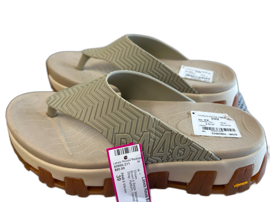 P448 X Vibram Shoe Size 39 Brown & Beige Manmade Material Thong Strap Shoes Brown & Beige / 39