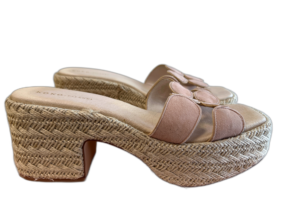 Koko + Palenki Shoe Size 9.5 Beige Leather Twine Open Square Toe Platform Shoes Beige / 9.5