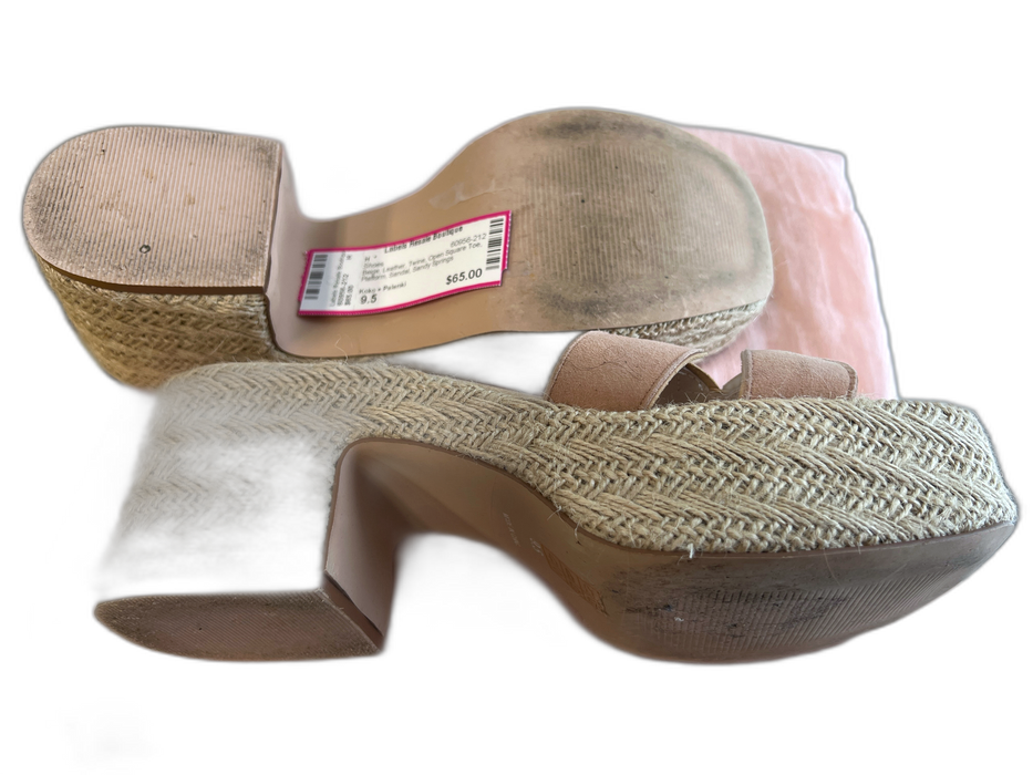 Koko + Palenki Shoe Size 9.5 Beige Leather Twine Open Square Toe Platform Shoes Beige / 9.5