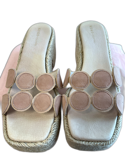 Koko + Palenki Shoe Size 9.5 Beige Leather Twine Open Square Toe Platform Shoes Beige / 9.5